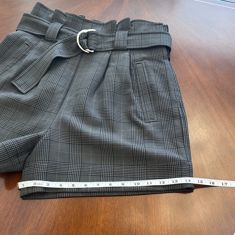 GANNI Plaid Paperbag High-Waist Belted Shorts | Size S - Picture 6 of 15